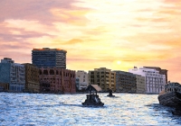The day's end Dubai. Cunningham oil on canvas 120 x 80 cm